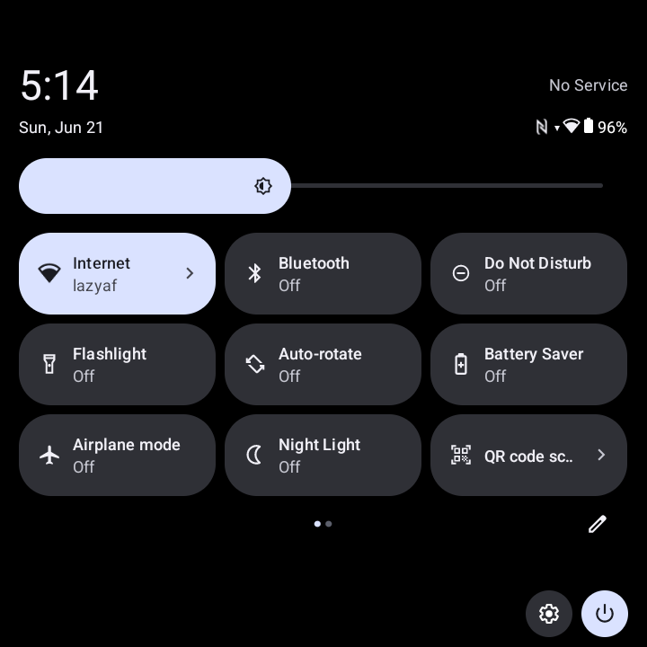 BenOS Android quick settings tiles displayed in a 3 column configuration.